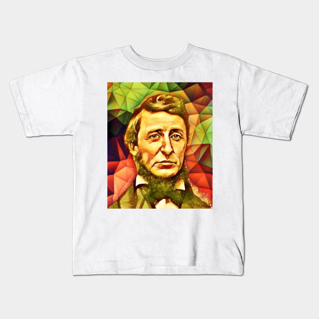 Henry David Thoreau Snow Portrait | Henry David Thoreau Artwork 9 Kids T-Shirt by JustLit